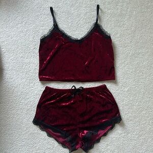 NOT SOLD - red velvet sleep set